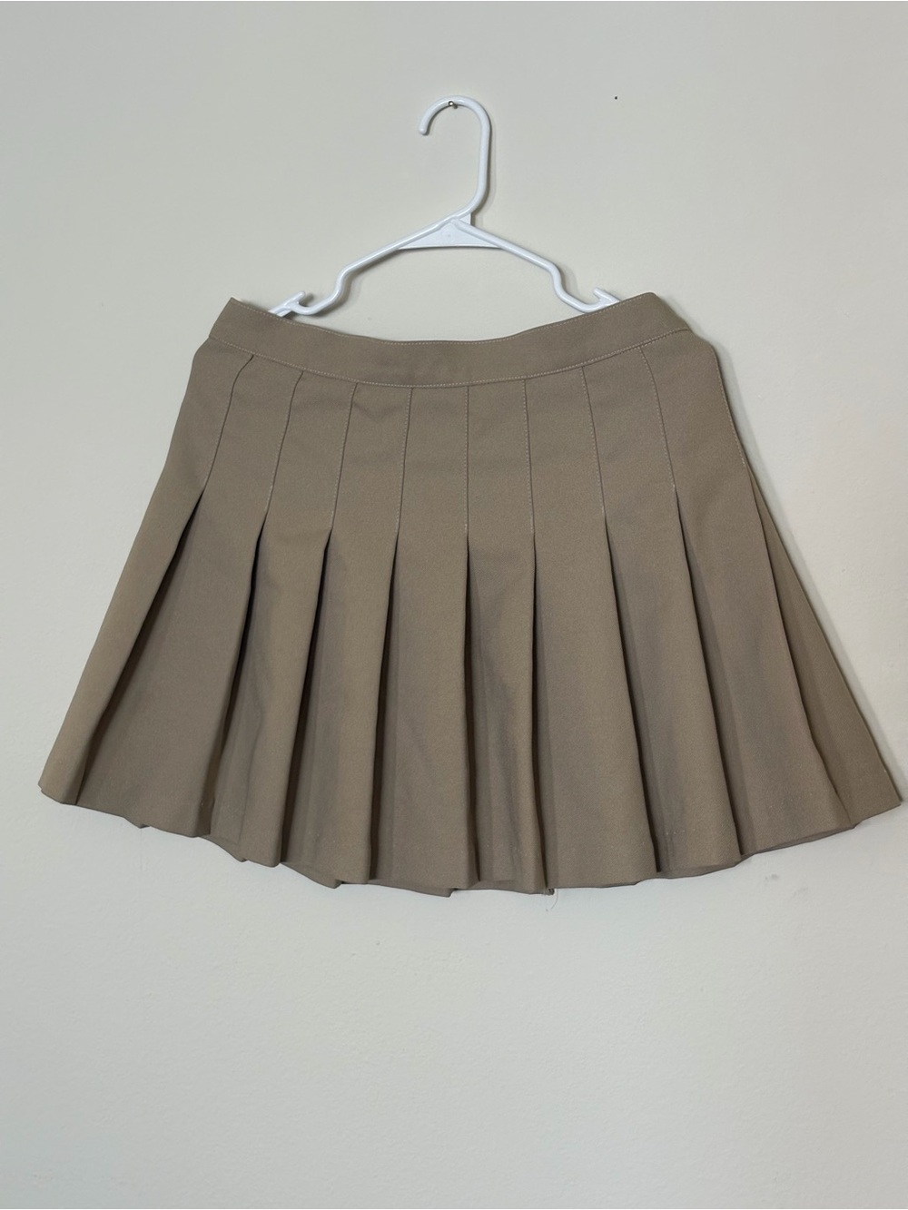 Los Angeles Apparel Pleated Mini Skirt in Khaki